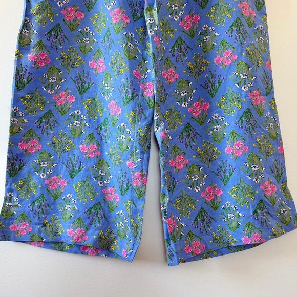LOFT Tall Fluid Wide Leg Elastic Waist Pants in Bouquet Linen Blend Floral LT - Picture 5 of 12